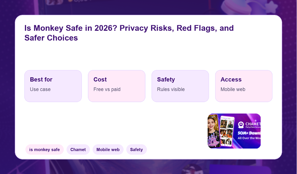 Safety checklist for Monkey-style video chat users.